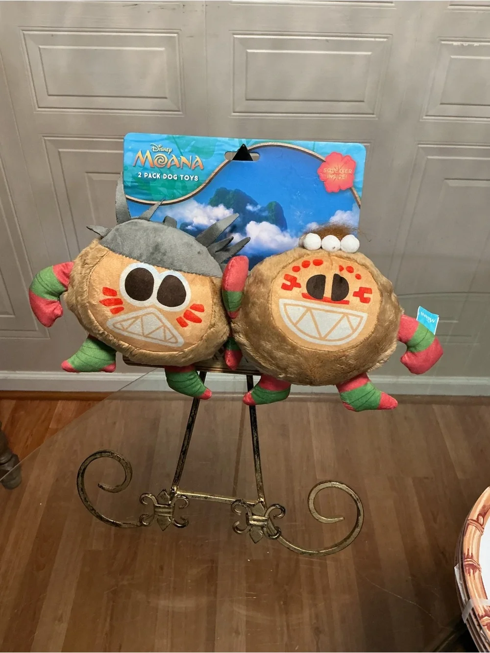 Brand  Set Of 2  Disney Dog Toy, Moana Kakamora Coconut  Clinker & Squeaker 7”
